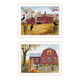 Set Of Two Autumn Red Barns White Framed Wall Art