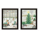 Set Of Two Woodland "Critters for Christmas" Black Framed Wall Art