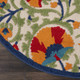 4' Red And Ivory Round Floral Indoor Outdoor Area Rug