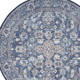 4' Blue Floral Power Loom Worn Faded Round Rug