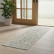 6' Green Floral Worn Faded Runner Rug