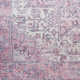 8' Pink Floral Power Loom Worn Faded Non Skid Runner Rug