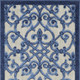 6' Blue And Gray Indoor Outdoor Area Rug