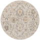 4' Gray Ivory And Yellow Floral Distressed Round Rug