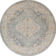 4' Gray Oriental Distressed Round Rug