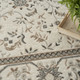 8' Ivory Brown And Gray Floral Distressed Round Rug