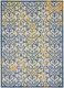 8' X 11' Ivory And Blue Indoor Outdoor Area Rug