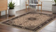 8' Ivory And Black Oriental Square Rug