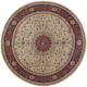 6' Ivory And Red Oriental Round Rug