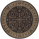 6' Black And Ivory Oriental Round Rug