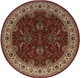 8' Red And Ivory Oriental Round Rug