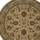 6' Ivory And Green Oriental Round Rug