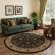 8' Black And Ivory Oriental Round Rug