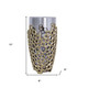 15" Black And Gold Aluminum And Glass Cylinder Table Vase