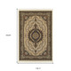 10' X 13' Ivory Black And Tan Medallion Area Rug With Fringe