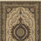 7' X 10' Ivory Black And Tan Medallion Area Rug With Fringe