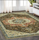 5' X 8' Brown And Orange Oriental Area Rug With Fringe