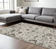 7' X 10' Ivory And Gray Oriental Area Rug With Fringe