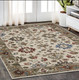 5' X 8' Ivory And Green Oriental Area Rug With Fringe