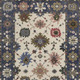 10' X 13' Blue And Ivory Floral Area Rug With Fringe