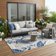 5' X 8' Blue And Gray Indoor Outdoor Area Rug