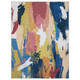 5' X 7' Blue And Gold Abstract Distressed Area Rug