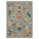 2' X 3' Gray Blue And Yellow Oriental Area Rug With Fringe