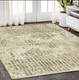 5' X 8' Beige And Blue Geometric Area Rug