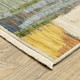 12' Pink Yellow And Dark Blue Abstract Runner Rug With Fringe