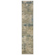 12' Beige And Blue Abstract Runner Rug With Fringe