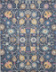 7' X 10' Navy Blue Yellow And Pink Floral Area Rug