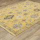 10' X 13' Yellow Gray And Black Oriental Area Rug With Fringe