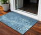 3' X 5' Blue Ikat Washable Indoor Outdoor Area Rug
