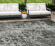 9' X 12' Charcoal Ikat Washable Indoor Outdoor Area Rug