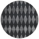 8' Charcoal Round Geometric Washable Indoor Outdoor Area Rug