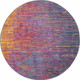 5' Blue And Orange Abstract Round Rug