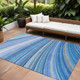 10' X 14' Denim Blue And Sky Blue Abstract Washable Indoor Outdoor Area Rug