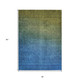 3' X 5' Olive Green Blue And Navy Blue Ombre Washable Indoor Outdoor Area Rug