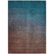8' X 10' Teal Blue Chocolate And Charcoal Ombre Washable Indoor Outdoor Area Rug