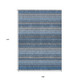 9' X 12' Denim Blue And Ivory Striped Washable Indoor Outdoor Area Rug