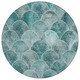 8' Teal Blue Aqua And Gray Round Abstract Washable Indoor Outdoor Area Rug