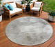 8' Beige Tan And Gray Round Abstract Washable Indoor Outdoor Area Rug