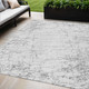 5' X 8' Gray And Ivory Abstract Washable Indoor Outdoor Area Rug
