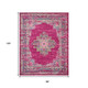 8' X 10' Fuchsia And Blue Oriental Distressed Area Rug