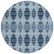 8' Navy Blue And Denim Blue Round Moroccan Washable Indoor Outdoor Area Rug