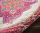 5' Ivory And Fuchsia Oriental Distressed Round Rug