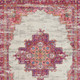 7' X 10' Ivory And Fuchsia Oriental Distressed Area Rug