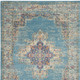 5' X 7' Blue And Ivory Southwestern Distressed Area Rug