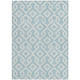 9' X 12' Sky Blue And Ivory Geometric Washable Indoor Outdoor Area Rug