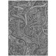 5' X 8' Gray Silver And Charcoal Paisley Washable Indoor Outdoor Area Rug